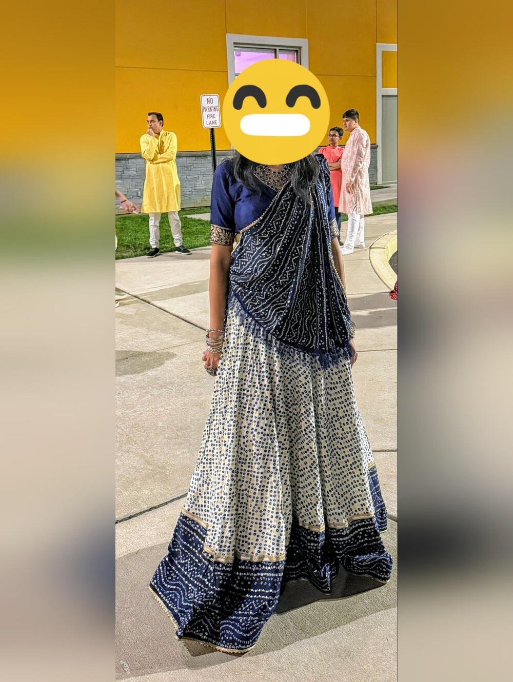 Nevy And Cream Bandhni Chaniya Choli_Navratri_wedding